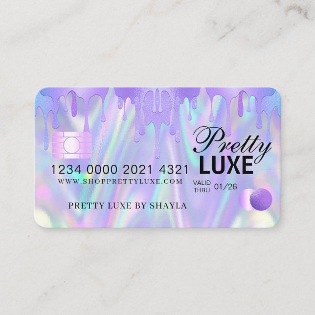 Carte De Visite Luxe Beauté Drity Holographique Style de crédit Bu (Devant)