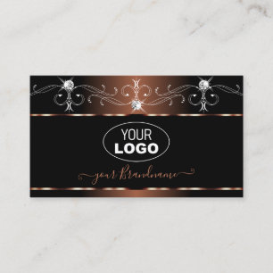 Carte De Visite Luxe Black Brown Squigles Bijoux étincelants Ajout