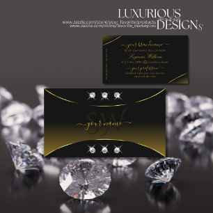 Carte De Visite Luxe Black Gold Décor Diamonds et Monogram Luxe