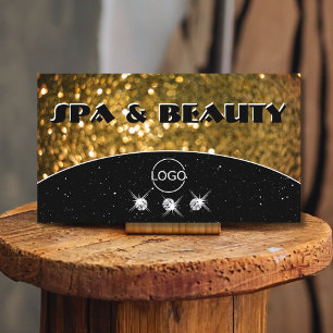 Carte De Visite Luxe Black Gold Sparkle Parties scintillant élégan