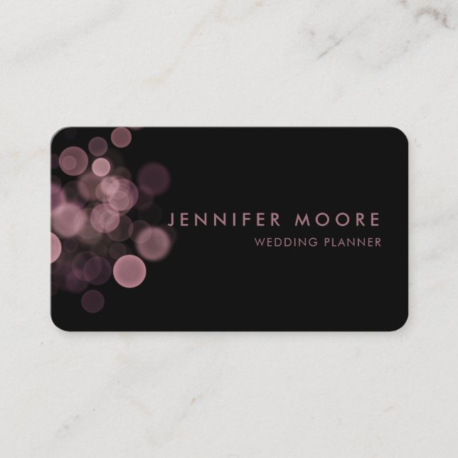 Carte De Visite Luxe Black Rose Gold Light Spots Professionnel (Devant)