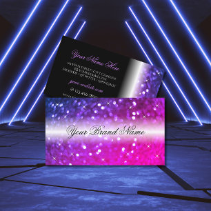 Carte De Visite Luxe Black Rose violet Parties scintillant étincel