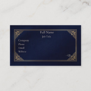 Carte de visite Luxe Bleu Nuit Art Déco Or