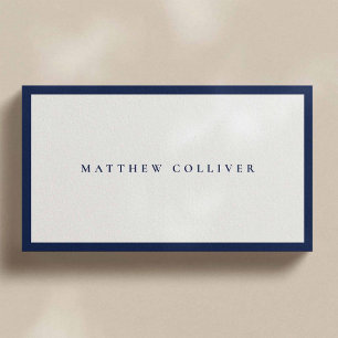 Carte de visite luxe cadre bleu minimaliste