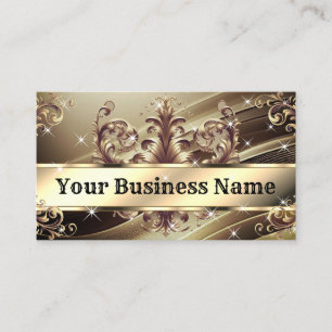 Carte De Visite Luxe Chic Royal Ornament Glam Brown Gold Ombre