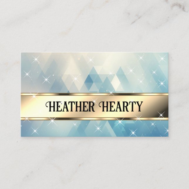 Carte De Visite Luxe Chic Triangles Motif Or Turquoise Bleu Ombre (Devant)