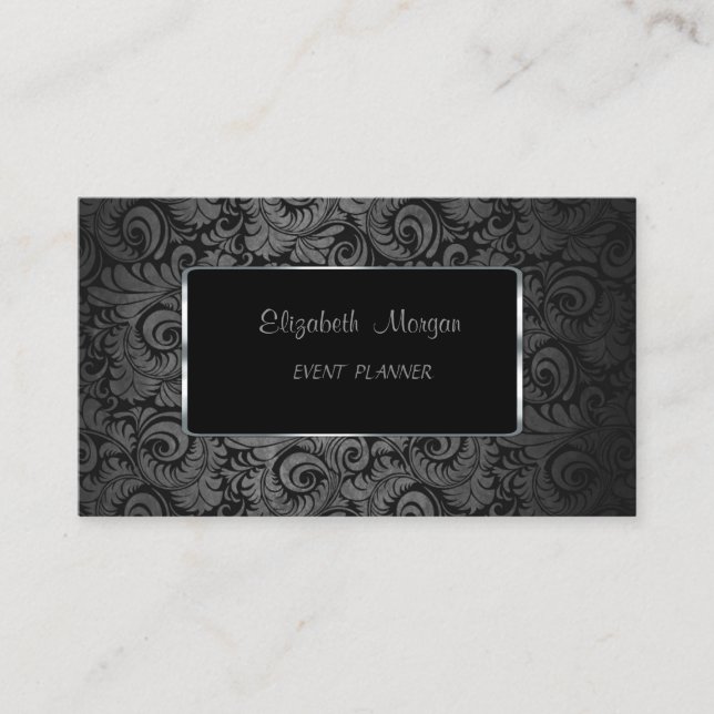 Carte De Visite Luxe Classique Elégant, Damas (Devant)