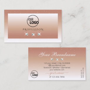 Carte De Visite Luxe Coral Blanc Ombre Sparkle Diamonds Ajouter lo