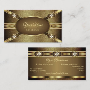 Carte De Visite Luxe Dark Gold Effets Élégants Diamants Chimmery