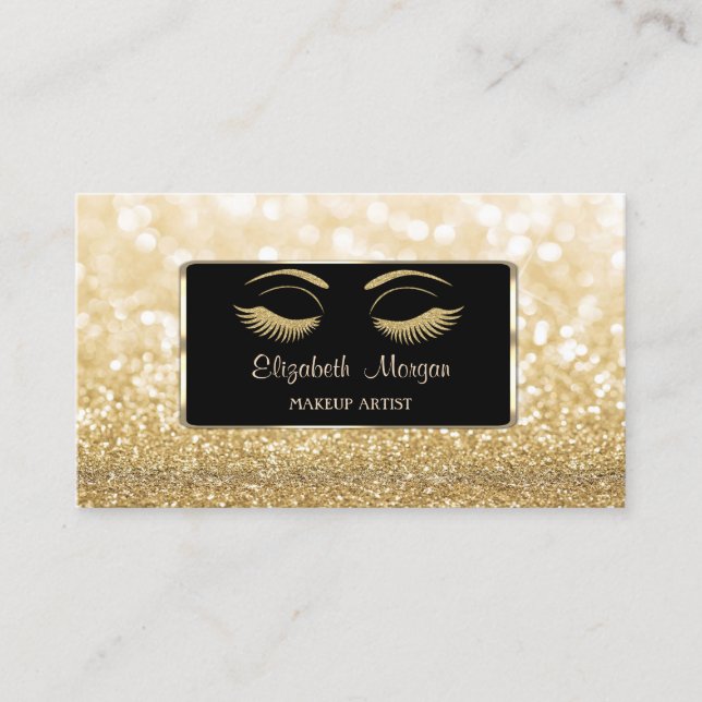 Carte De Visite Luxe Élégant, Moderne, Bokeh Glitterie, Faux Lashe (Devant)