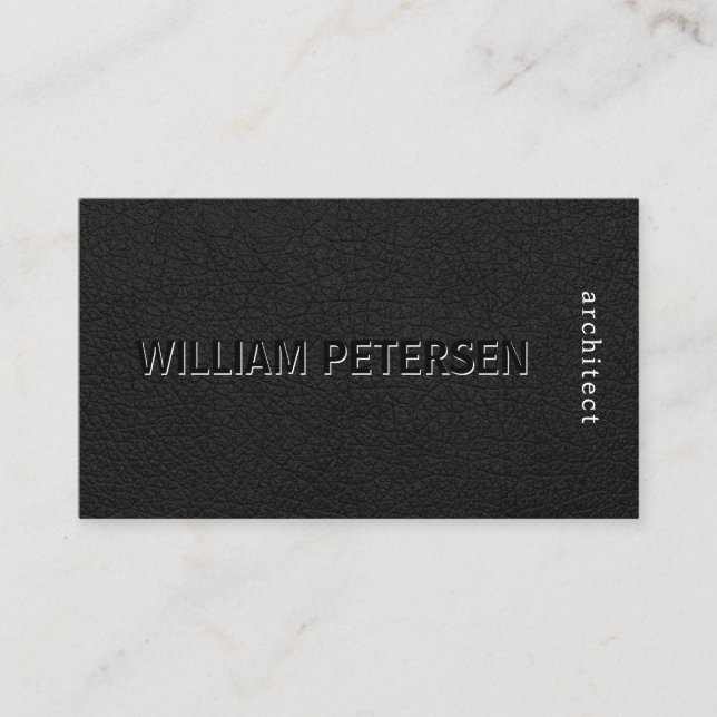 Carte De Visite Luxe élégant noir blanc cuir professionnel (Devant)
