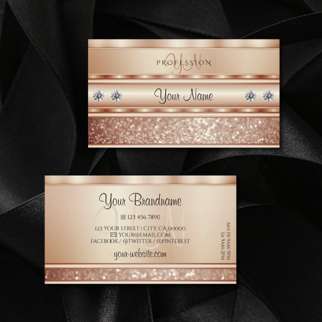Carte De Visite Luxe étincelle Corail Parties scintillant Diamants (Créateur téléchargé)
