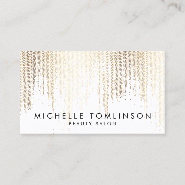Carte De Visite Luxe Faux Gold Confetti Motif de pluie (Devant)