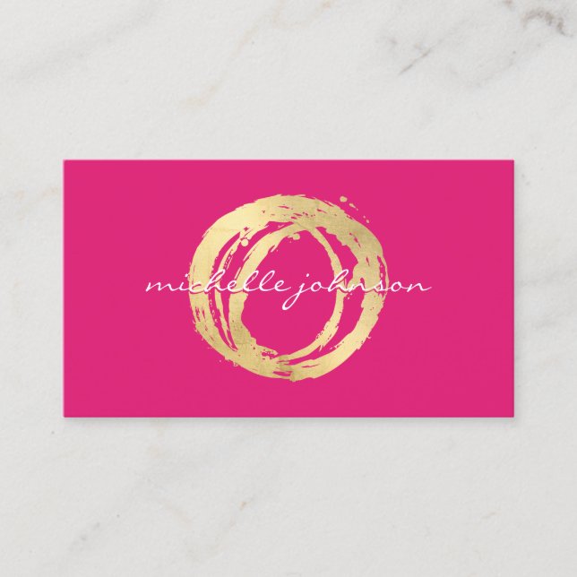 Carte De Visite Luxe Faux Gold Peint Cercle Designer Logo rose (Devant)