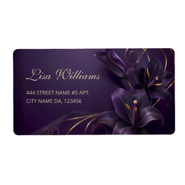 Carte de visite Luxe Fleurs 3D Lys Violets (Devant)