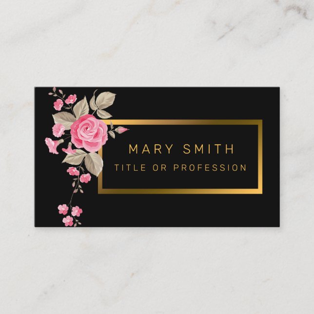 Carte De Visite Luxe Floral Moderne Ajouter Votre Texte (Devant)