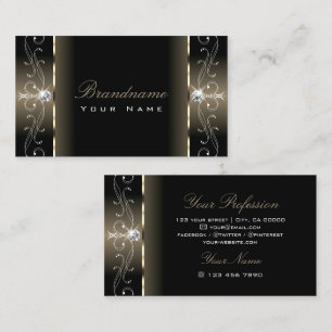 Carte De Visite Luxe Glam Noir Beige Squigglé Bijoux d'ornement