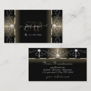 Carte De Visite Luxe Glam Noir Beige Squigglé Bijoux Monogramme