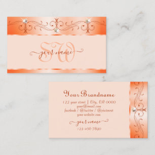 Carte De Visite Luxe Glam Peach Ornate Sparkling Bijoux Monogramme