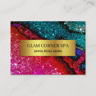 Carte De Visite *~* Luxe Glam Rainbow QR Parties scintillant Bling