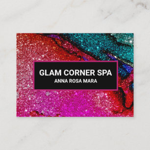 Carte De Visite *~* Luxe Glam Rainbow QR Parties scintillant Glitz