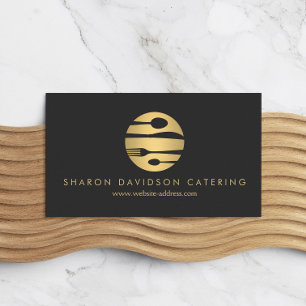 Carte De Visite Luxe Gold Catalogue Logo Restaurant, Chef Dark Gre
