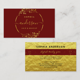Carte De Visite Luxe Gold Logo cercle Foliage & Parties scintillan