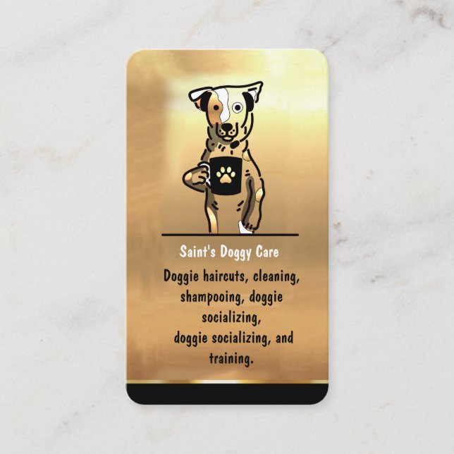 Carte De Visite Luxe Gold Pet Sitter Chien Walker Groomer (Devant)