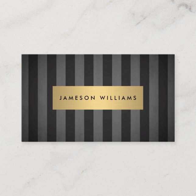 Carte De Visite Luxe Gras Gris et Noir Gris avec Gold Bar (Devant)