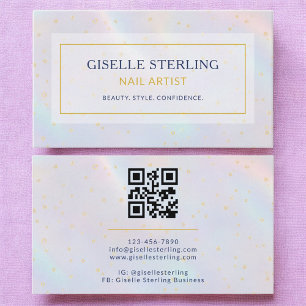 Carte De Visite Luxe Holographique ongle Artiste Moderne