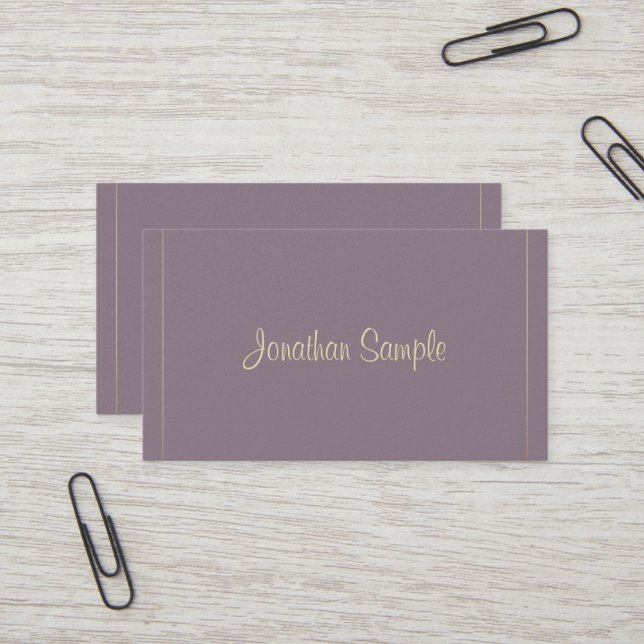 Carte De Visite Luxe Homme d'affaires Calligraphie Script Pearl lu (Devant/Arrière en situation)