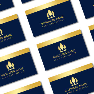 Carte De Visite Luxe lawn Care Marine Bleu & Or