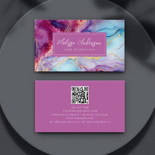 Carte De Visite Luxe Marble rose or Code QR