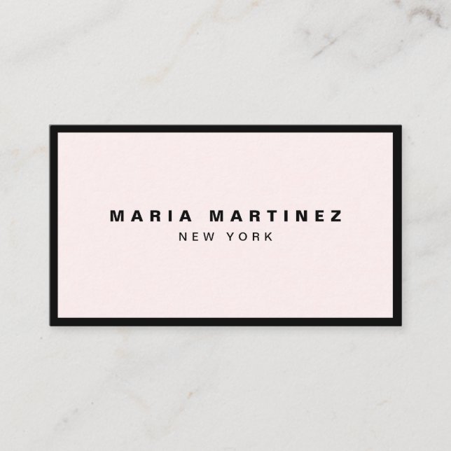 Carte De Visite Luxe Minimal noir/rose pastel (Devant)