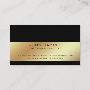 Carte De Visite Luxe moderne élégant Black Gold Pearl Finish