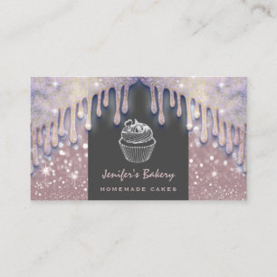 Carte De Visite Luxe moderne étincelante jolie pâtisserie de cupca