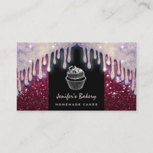 Carte De Visite Luxe moderne étincelante jolie pâtisserie de cupca