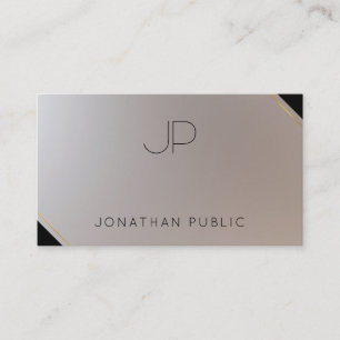 Carte De Visite Luxe moderne or argent élégant Monogramme