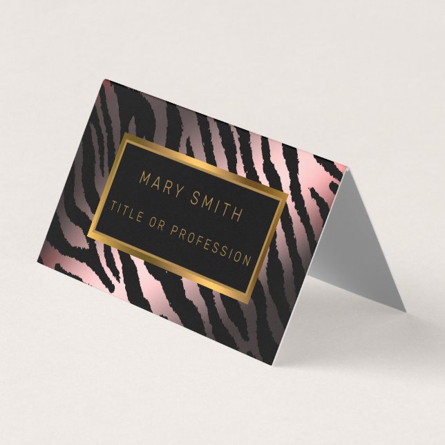Carte De Visite Luxe Moderne Silver Pink Tiger Ajouter Votre Texte (Devant)