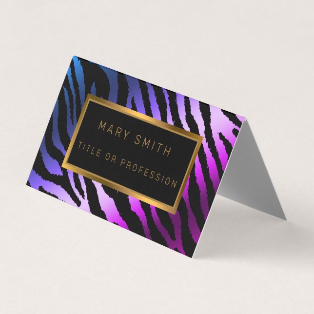 Carte De Visite Luxe Moderne Silver Purple Tiger Ajouter Votre Tex (Devant)