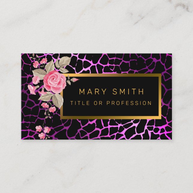 Carte De Visite Luxe Moderne Tigre Floral Ajouter Votre Texte (Devant)