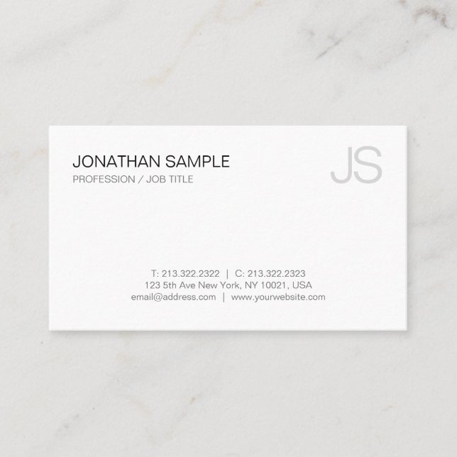 Carte De Visite Luxe Monogram Simple Design moderne élégant tendan (Devant)