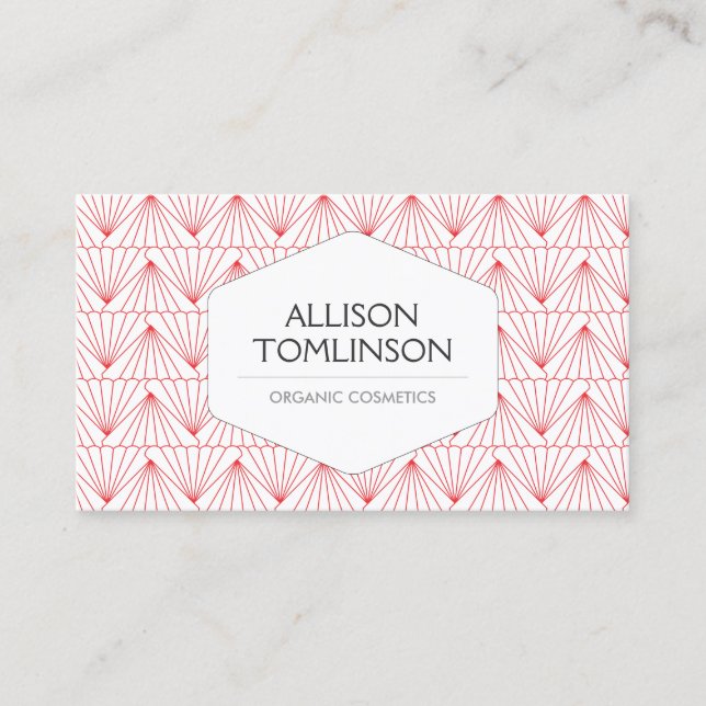 Carte De Visite Luxe Motif Art déco rouge et blanc (Devant)