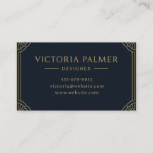 Carte de visite luxe Navy et Or Art Déco