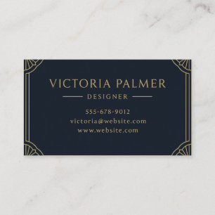 Carte de visite luxe Navy et Or Art Déco