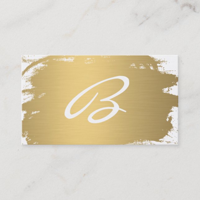 Carte De Visite Luxe Or Brossé Monogramme Texte fantaisie (Devant)