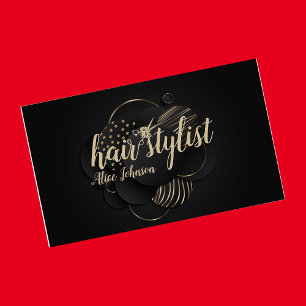 Carte De Visite Luxe or noir élégant salon de coiffure professionn