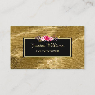 Carte De Visite Luxe Or Textile rose Floral Fashion Designer