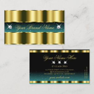 Carte De Visite Luxe Or Turquoise Black Sparkling Diamonds élégant
