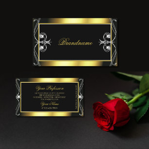 Carte De Visite Luxe Ornate Black Or Éparkle Bijoux Glamour